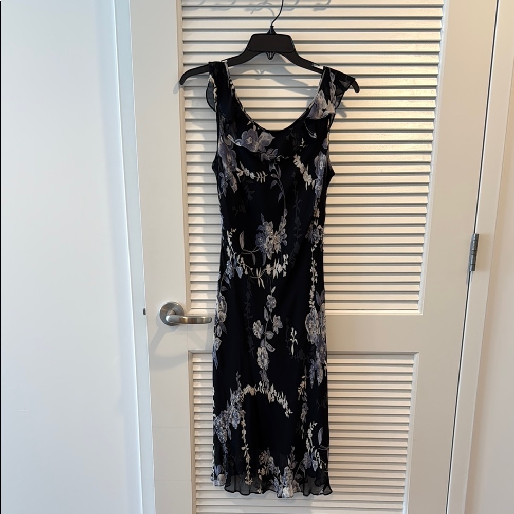 Vintage 90's Eva Blue Floral Beaded Dress